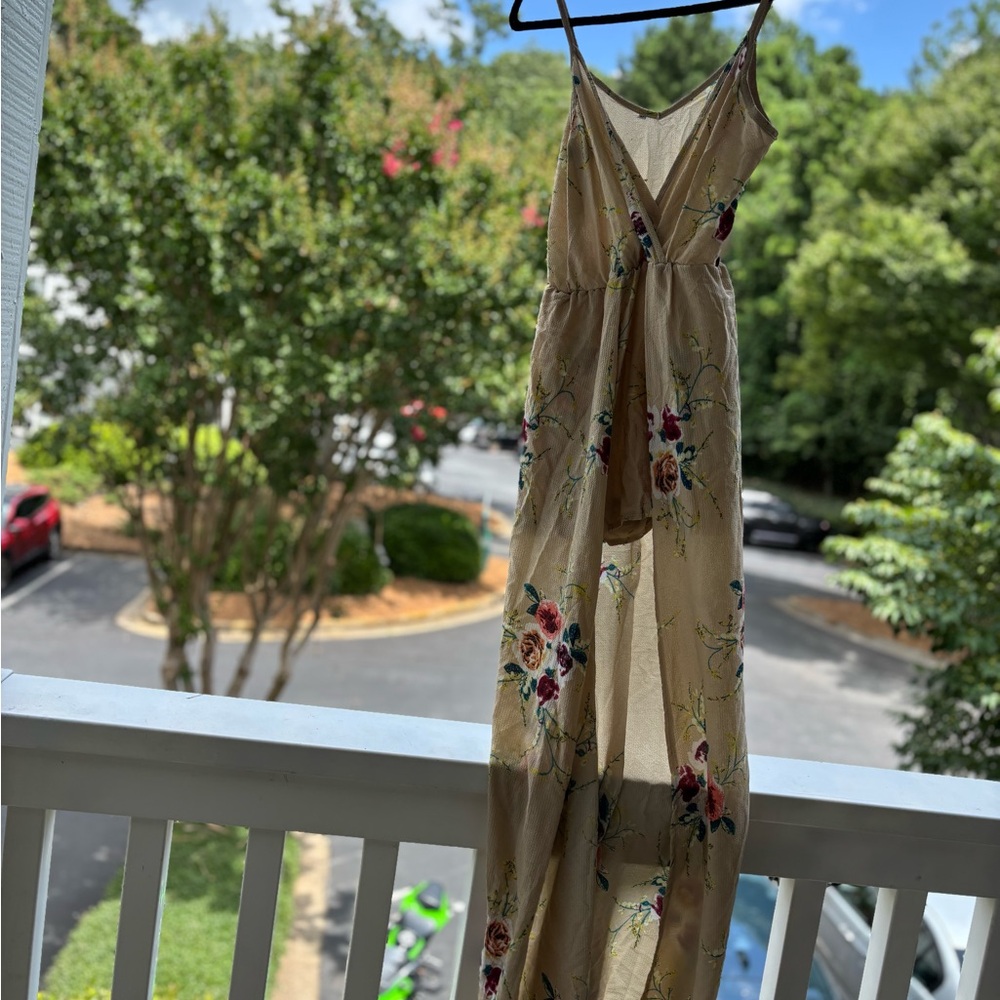 SHEIN Floral Maxi Dress - Cream with Multicolor Accents